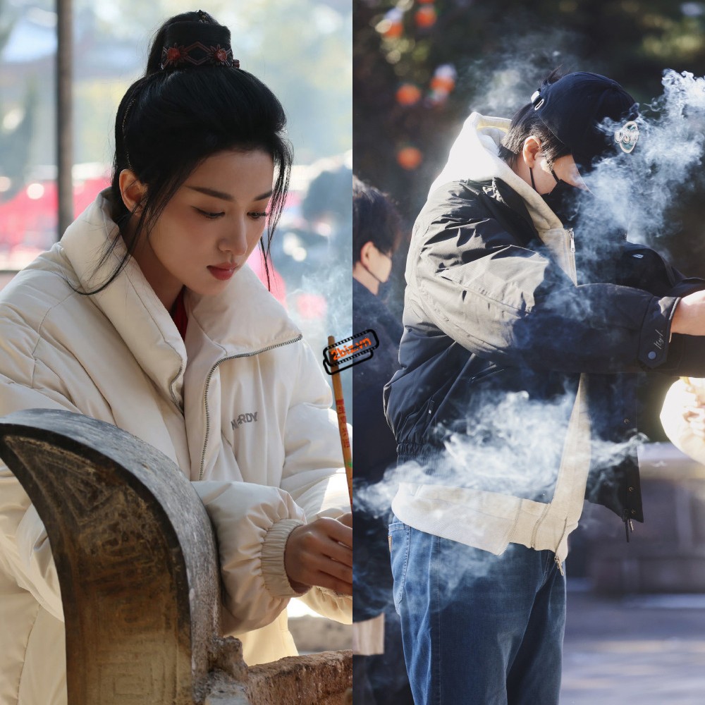 Vương Sở Nhiên và Lý Hoành Nghị có mặt trong buổi khai máy dự án phim ''Phong Ảnh Nhiên Mai Hương'' hôm nay.