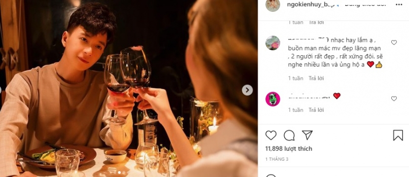 Ngô Kiến Huy được fan nhiệt tình se duyên với hot girl sinh năm 1999. Ảnh IGNV Ngô Kiến Huy được fan nhiệt tình se duyên với hot girl sinh năm 1999. Ảnh IGNV