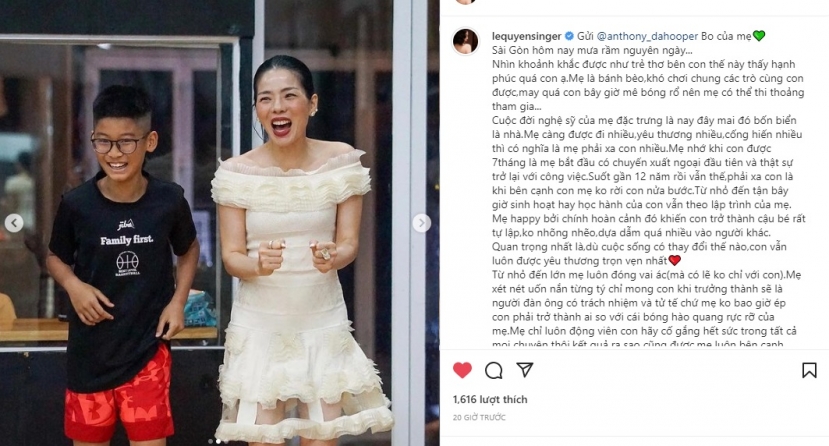 Lệ Quyên tâm sự xúc động về sự thiệt thòi của con trai khi có mẹ là người nổi tiếng. Ảnh internet Lệ Quyên tâm sự xúc động về sự thiệt thòi của con trai khi có mẹ là người nổi tiếng. Ảnh internet
