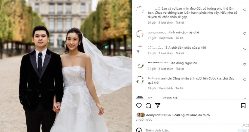 Chồng Đỗ Mỹ Linh tung ảnh cưới hâm nóng tình cảm bên vợ. Ảnh chụp màn hình Chồng Đỗ Mỹ Linh tung ảnh cưới hâm nóng tình cảm bên vợ. Ảnh chụp màn hình