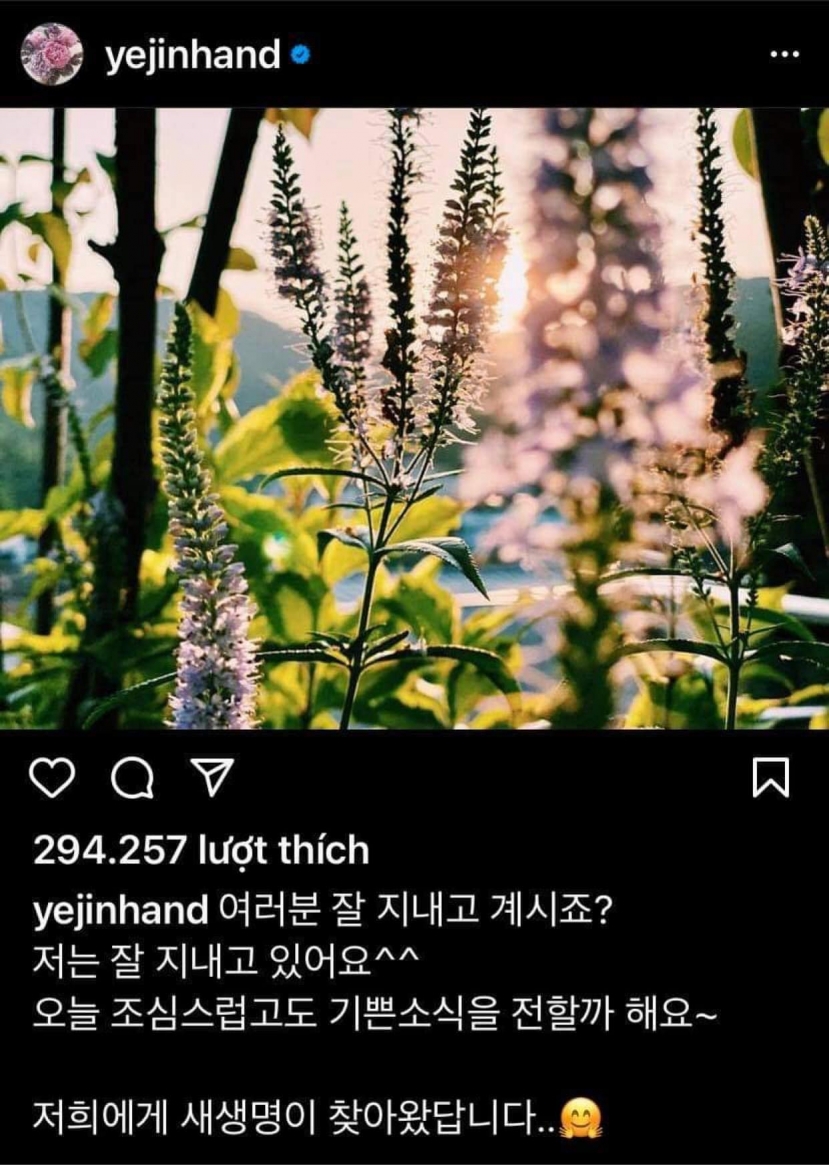 Son Ye Jin xác nhận đang mang bầu trên trang Instagram cá nhân. Ảnh: IG Son Ye Jin xác nhận đang mang bầu trên trang Instagram cá nhân. Ảnh: IG