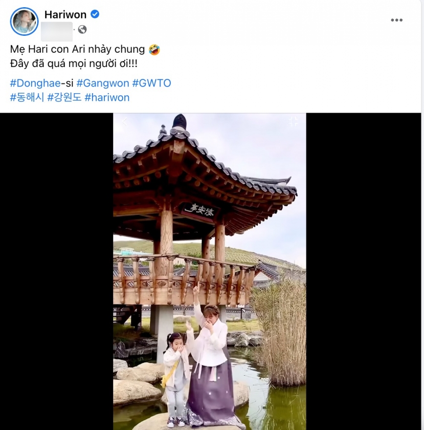 Hari Won bất ngờ hé lộ về con gái. Ảnh: FBNV Hari Won bất ngờ hé lộ về con gái. Ảnh: FBNV