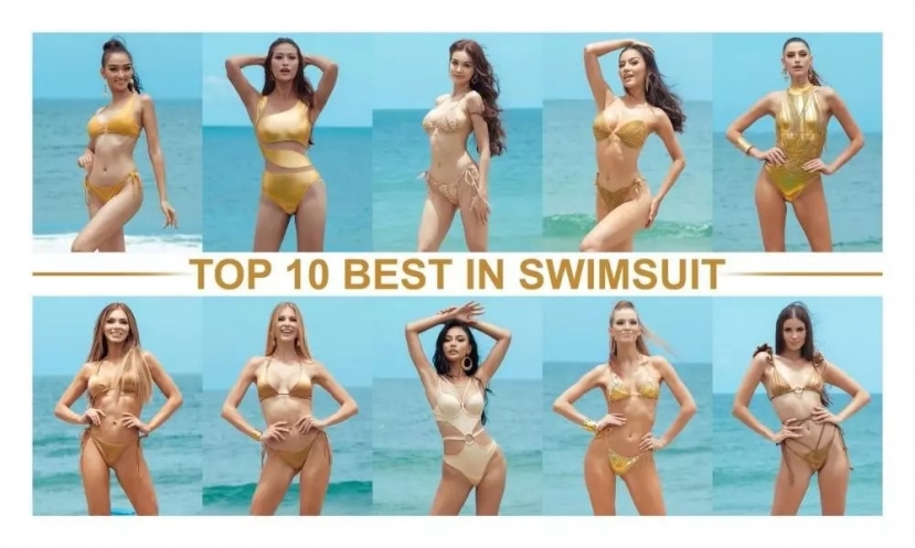 Sau phần trình diễn bikini uể oải và tóc tai phản chủ, Thiên Ân vẫn lọt top 10 Best in Swimsuit. Sau phần trình diễn bikini uể oải và tóc tai phản chủ, Thiên Ân vẫn lọt top 10 Best in Swimsuit.
