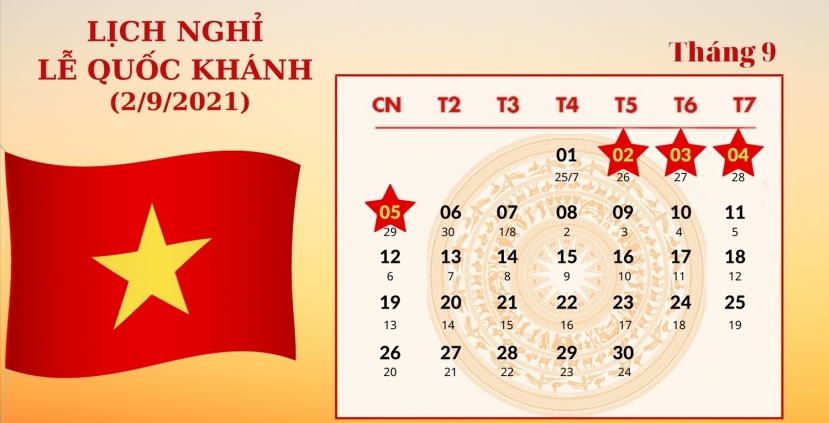 Lịch nghỉ Quốc khánh (2/9) năm nay (Ảnh: PV) Lịch nghỉ Quốc khánh (2/9) năm nay (Ảnh: PV)
