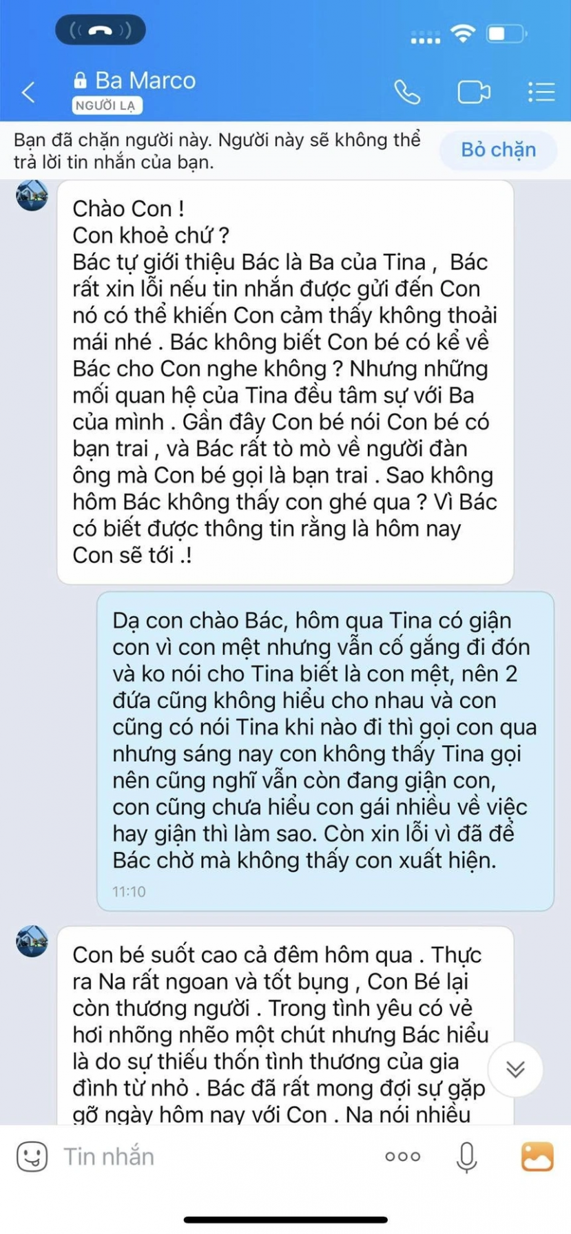 1 đoạn tin nhắn của V.A với người bố thuê của mình (Ảnh: Internet) 1 đoạn tin nhắn của V.A với người bố thuê của mình (Ảnh: Internet)