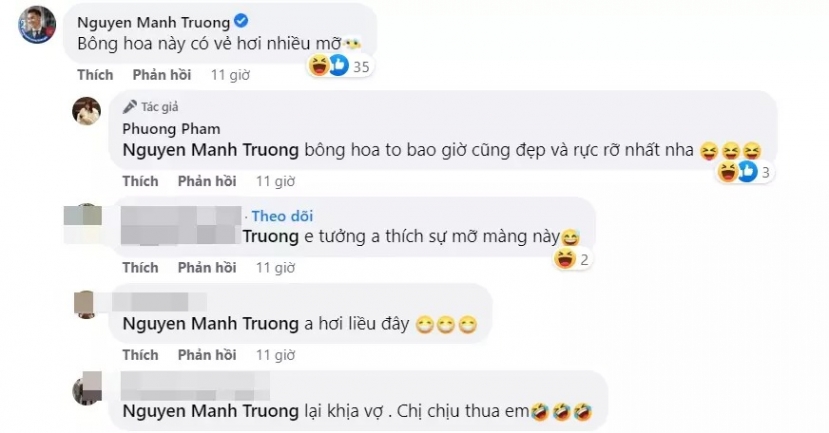 Màn tương tác của Mạnh Trường và bà xã khiến nhiều người chú ý (Ảnh: Chụp màn hình) Màn tương tác của Mạnh Trường và bà xã khiến nhiều người chú ý (Ảnh: Chụp màn hình)