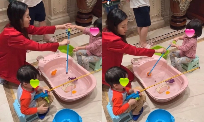 Đỗ Mỹ Linh chơi cùng 2 cháu (Ảnh: Chụp màn hình) Đỗ Mỹ Linh chơi cùng 2 cháu (Ảnh: Chụp màn hình)