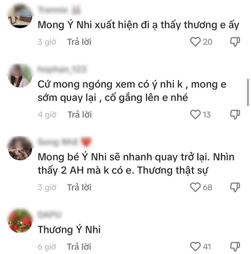 Nhiều CDM để lại bình luận thương cho Ý Nhi khi liên tục vắng mặt trong các sự kiện lớn của công ty chủ quản. Ảnh: Chụp màn hình 