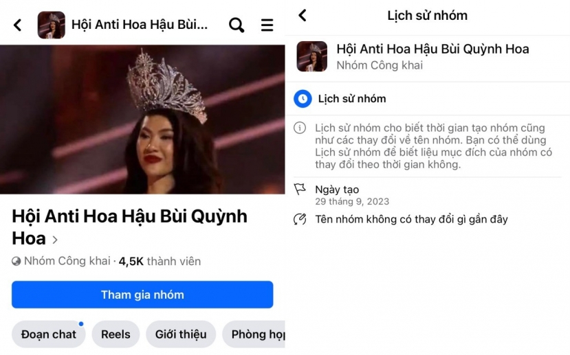 Trên MXH xuất hiện nhiều group anti-fan Bùi Quỳnh Hoa. Ảnh: Chụp màn hình Trên MXH xuất hiện nhiều group anti-fan Bùi Quỳnh Hoa. Ảnh: Chụp màn hình