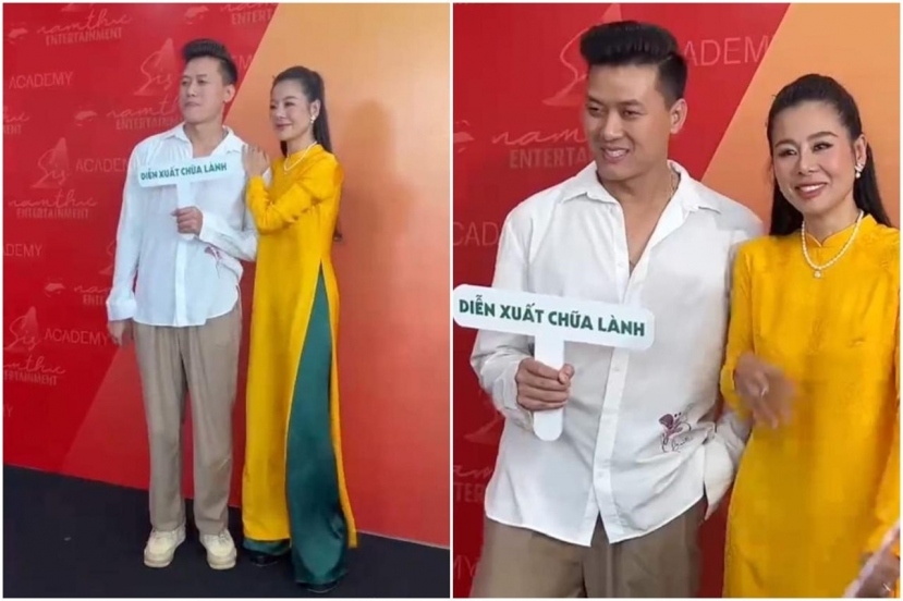 Nam Thư và Quách Ngọc Tuyên vui vẻ chụp ảnh chung khi hội ngộ. Ảnh: Chụp màn hình. Nam Thư và Quách Ngọc Tuyên vui vẻ chụp ảnh chung khi hội ngộ. Ảnh: Chụp màn hình.