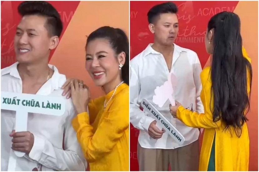 Hậu chia tay, hai diễn viên coi nhau như bạn bè nên thoải mái tương tác trước ống kính. Ảnh: Chụp màn hình. Hậu chia tay, hai diễn viên coi nhau như bạn bè nên thoải mái tương tác trước ống kính. Ảnh: Chụp màn hình.
