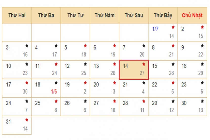 Lịch âm 14/7 - Xem lịch âm hôm nay 14/7/2023. Lịch âm 14/7 - Xem lịch âm hôm nay 14/7/2023.