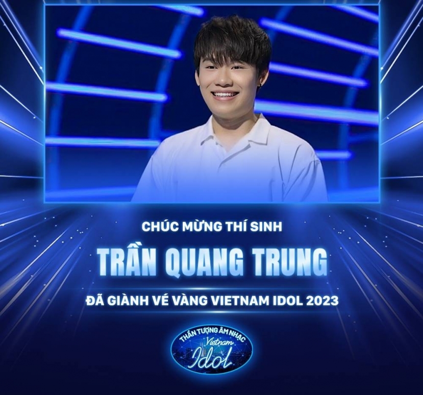 Quang Trung giành vé vàng bước vào vòng tiếp theo của chương trình. Ảnh: Fanpage Vietnam Idol Quang Trung giành vé vàng bước vào vòng tiếp theo của chương trình. Ảnh: Fanpage Vietnam Idol