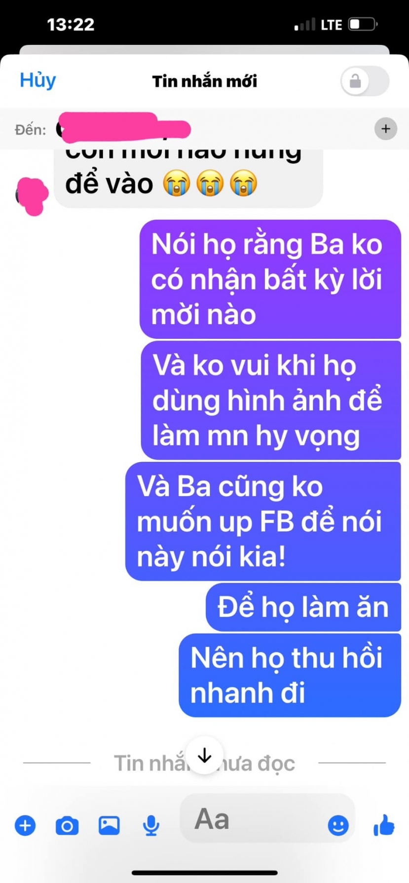 Thông tin Mr Đàm trao đổi với một người em. Ảnh FB Đàm Vĩnh Hưng Thông tin Mr Đàm trao đổi với một người em. Ảnh FB Đàm Vĩnh Hưng