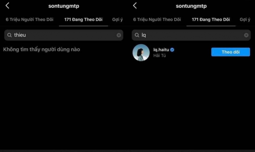 Sau đó nam ca sĩ cũng bỏ theo dõi Thiều Bảo Trâm trên Instagram. Sau đó nam ca sĩ cũng bỏ theo dõi Thiều Bảo Trâm trên Instagram.
