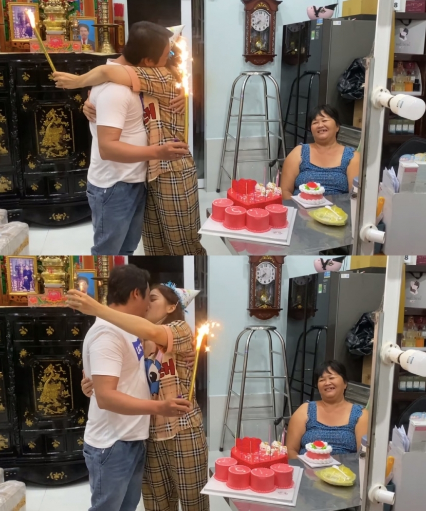 Ngân Thảo hạnh phúc khi được chồng sắp cưới tổ chức sinh nhật. Ảnh cắt từ clip Ngân Thảo hạnh phúc khi được chồng sắp cưới tổ chức sinh nhật. Ảnh cắt từ clip