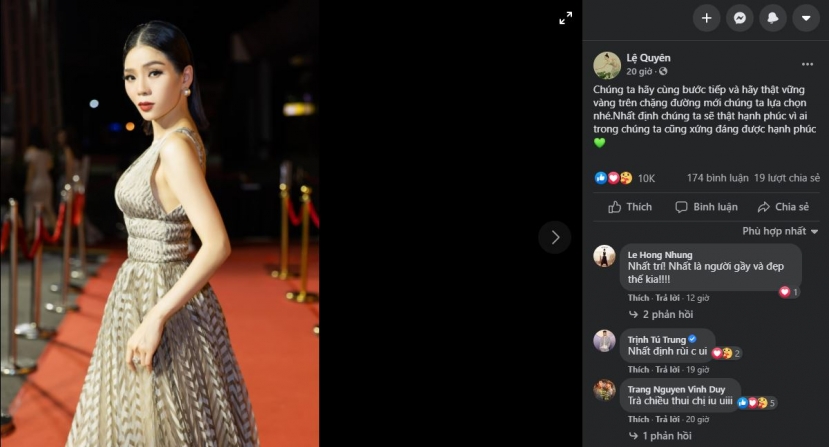 Lời nói đầy thâm thúy của Lệ Quyên trên trang cá nhân. Ảnh: Facebook Lời nói đầy thâm thúy của Lệ Quyên trên trang cá nhân. Ảnh: Facebook