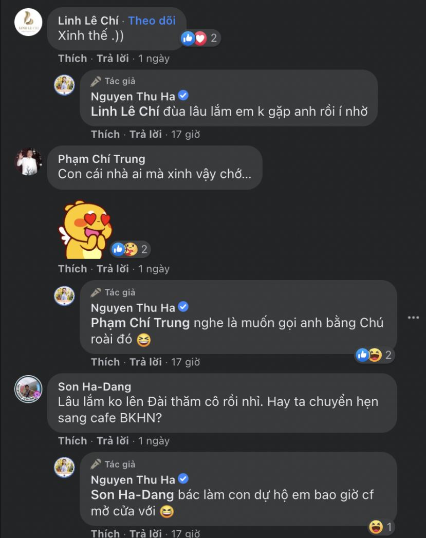 Bài đăng của Thu Hà nhanh chóng nhận được sự quan tâm của đông đảo người hâm mộ. Ảnh: Facebook Bài đăng của Thu Hà nhanh chóng nhận được sự quan tâm của đông đảo người hâm mộ. Ảnh: Facebook