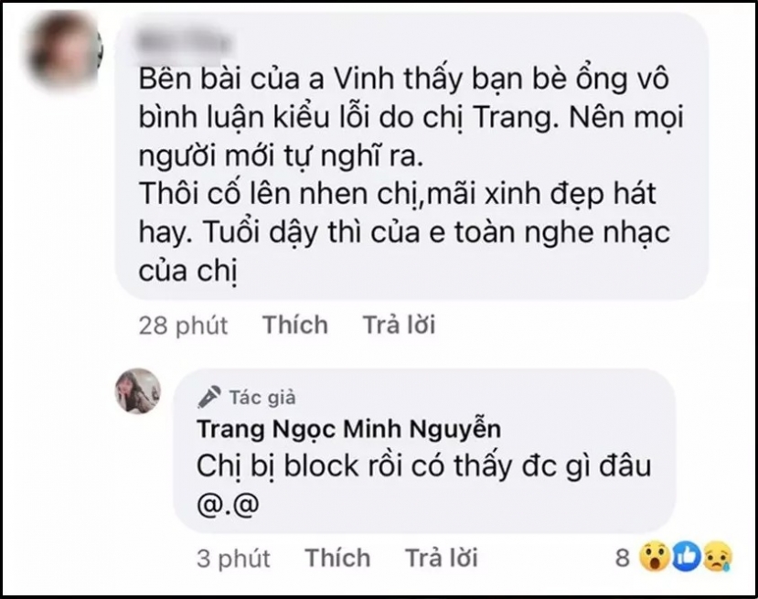 Lương Thu Trang tiết lộ mình đã bị chồng cũ block trên Facebook. Ảnh: Facebook Lương Thu Trang tiết lộ mình đã bị chồng cũ block trên Facebook. Ảnh: Facebook