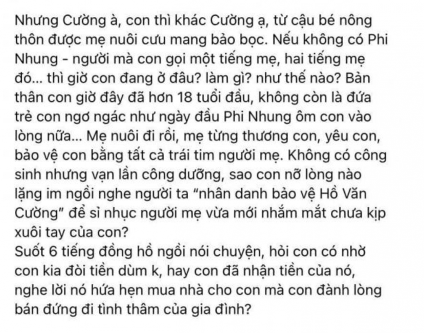 Quản lý cũ của cố ca sĩ Phi Nhung lên tiếng chỉ trích Hồ Văn Cường. Ảnh: Facebook Quản lý cũ của cố ca sĩ Phi Nhung lên tiếng chỉ trích Hồ Văn Cường. Ảnh: Facebook