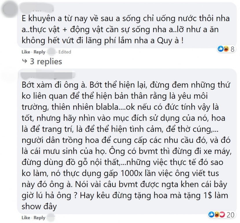 Wowy bị kêu 'làm màu' khi đề nghị mọi người đừng tặng hoa để bảo vệ môi trường Wowy bị kêu 'làm màu' khi đề nghị mọi người đừng tặng hoa để bảo vệ môi trường