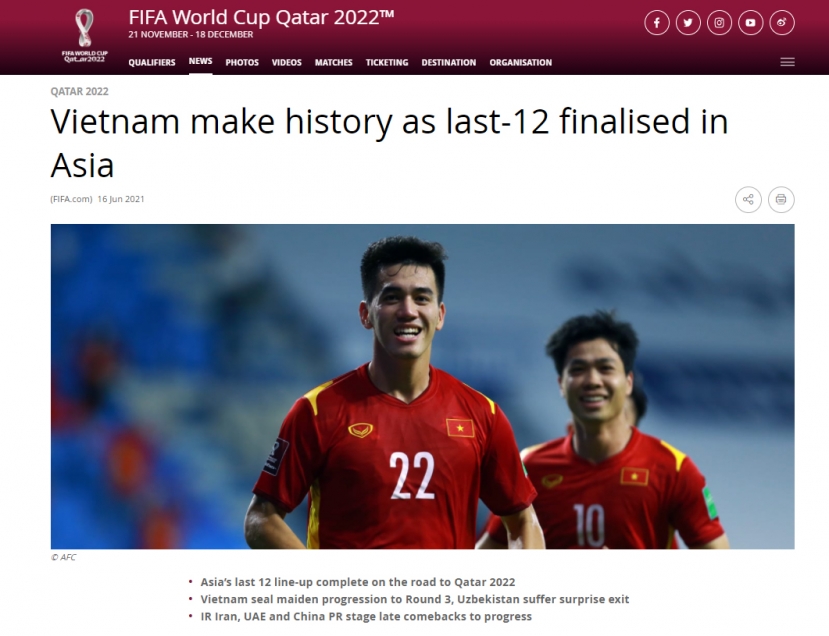 Trang chủ FIFA dành điều đặc biệt cho ĐT Việt Nam sau kỳ tích vòng loại World Cup 2022 Trang chủ FIFA dành điều đặc biệt cho ĐT Việt Nam sau kỳ tích vòng loại World Cup 2022