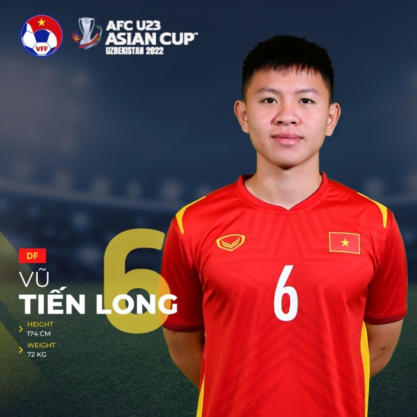 Hậu vệ Vũ Tiến Long trong màu áo U23 Việt Nam. Ảnh: Internet Hậu vệ Vũ Tiến Long trong màu áo U23 Việt Nam. Ảnh: Internet