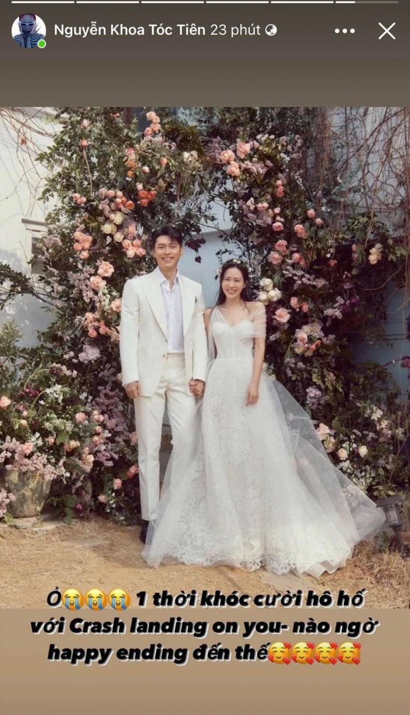 Tóc Tiên chúc mừng cặp đôi Hyun Bin - Son Ye Jin (Ảnh: Chụp màn hình) Tóc Tiên chúc mừng cặp đôi Hyun Bin - Son Ye Jin (Ảnh: Chụp màn hình)