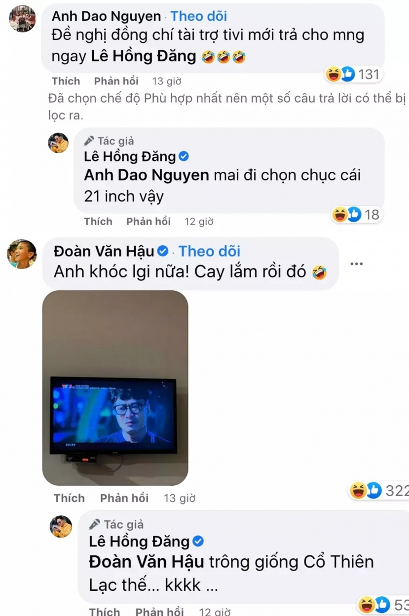 Bà xã và cầu thủ Văn Hậu đã có những bình luận sôi nổi xoay quanh 'lời khuyên' của diễn viên Hồng Đăng khiến cư dân mạng chú ý (Ảnh: Internet) Bà xã và cầu thủ Văn Hậu đã có những bình luận sôi nổi xoay quanh 'lời khuyên' của diễn viên Hồng Đăng khiến cư dân mạng chú ý (Ảnh: Internet)