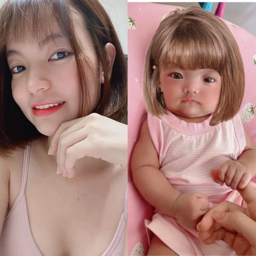 Minnie xinh xắn giống hệt mẹ ở tháng thứ 4. Ảnh: FBNV Minnie xinh xắn giống hệt mẹ ở tháng thứ 4. Ảnh: FBNV