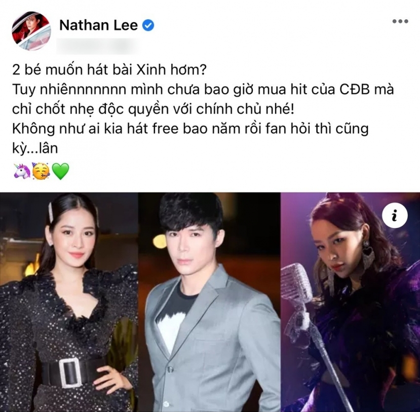 Nathan Lee đưa ra ý tưởng để Chi Pu và phí Phương Anh hát sáng tác của mình. Ảnh: FBNV Nathan Lee đưa ra ý tưởng để Chi Pu và phí Phương Anh hát sáng tác của mình. Ảnh: FBNV