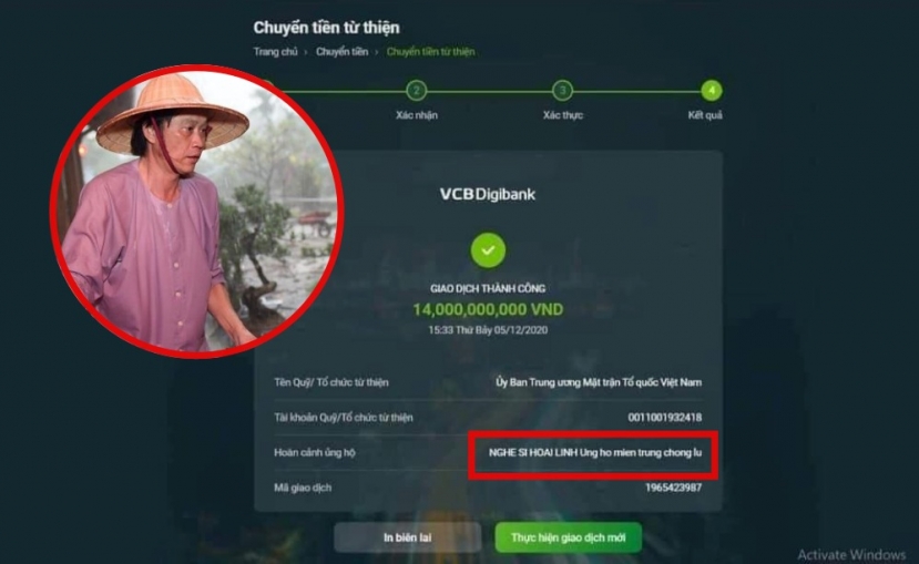 Hình ảnh chuyển khoản được cho là sản phẩm của cắt ghép. Ảnh: Internet Hình ảnh chuyển khoản được cho là sản phẩm của cắt ghép. Ảnh: Internet