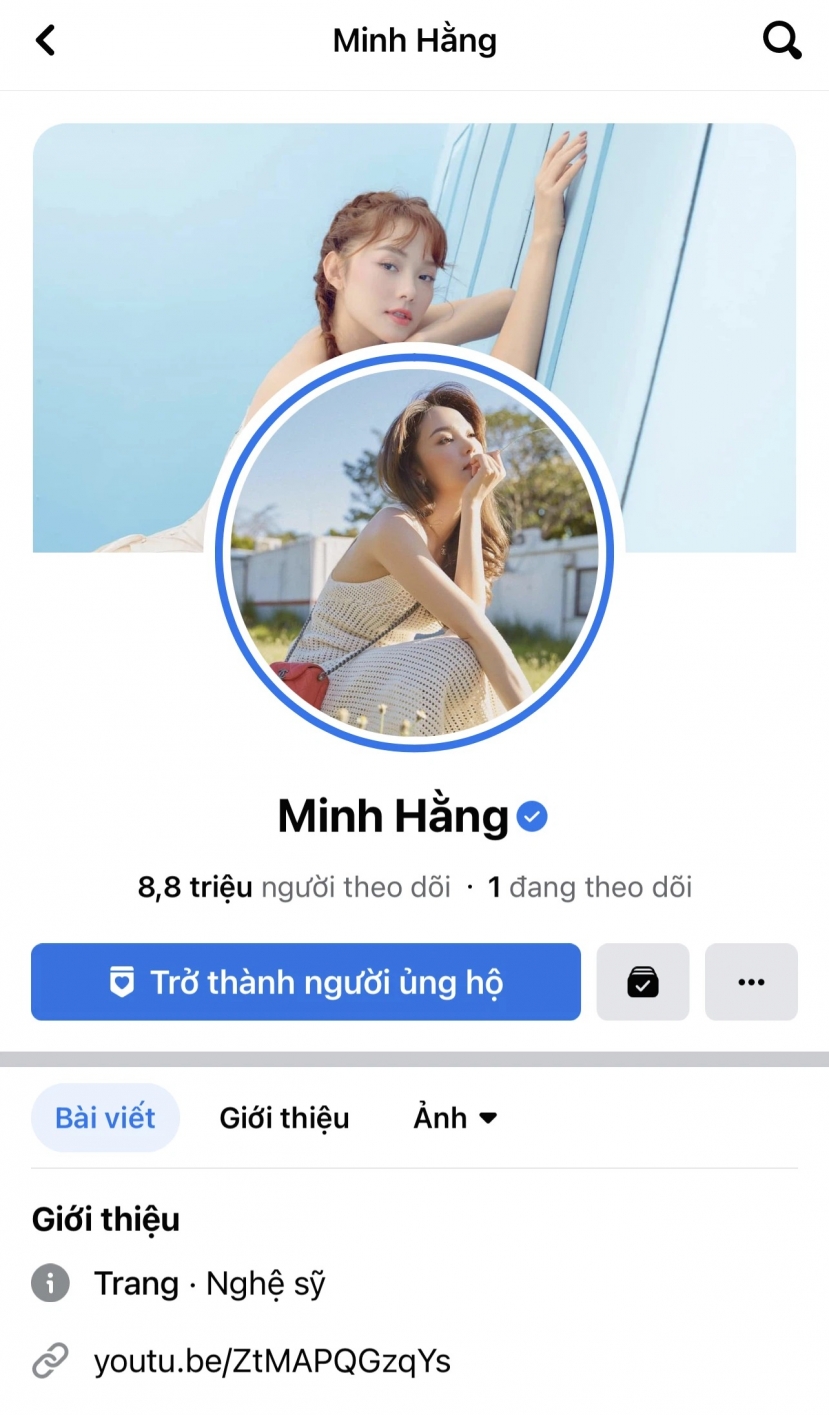 Minh Hằng chỉ theo dõi duy nhất 1 người trên MXH. Ảnh: FBNV Minh Hằng chỉ theo dõi duy nhất 1 người trên MXH. Ảnh: FBNV