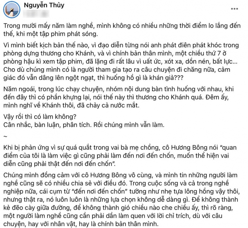 Bài viết của nữ biên kịch Thương Ngày Nắng Về Bài viết của nữ biên kịch Thương Ngày Nắng Về