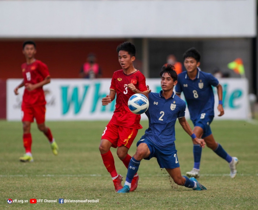 U16 Việt Nam tỏ ra vượt trội so với Thái Lan. Ảnh: VFF U16 Việt Nam tỏ ra vượt trội so với Thái Lan. Ảnh: VFF