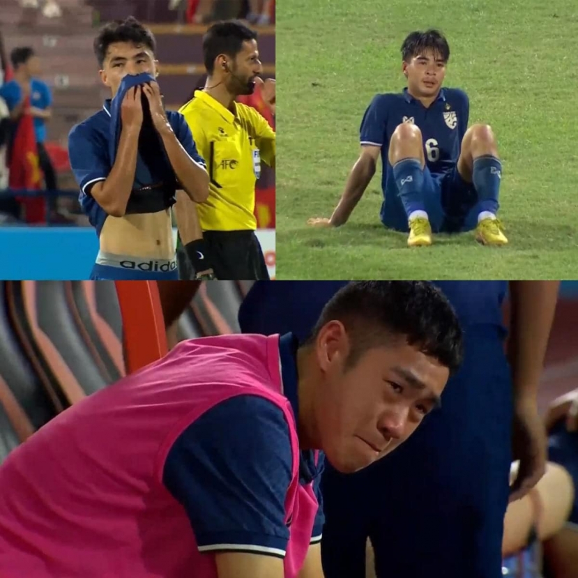 U17 Thái Lan bật khóc sau thất bại 0-3 trước Việt Nam tại Vòng loại U17 châu Á 2023. Ảnh: Internet U17 Thái Lan bật khóc sau thất bại 0-3 trước Việt Nam tại Vòng loại U17 châu Á 2023. Ảnh: Internet