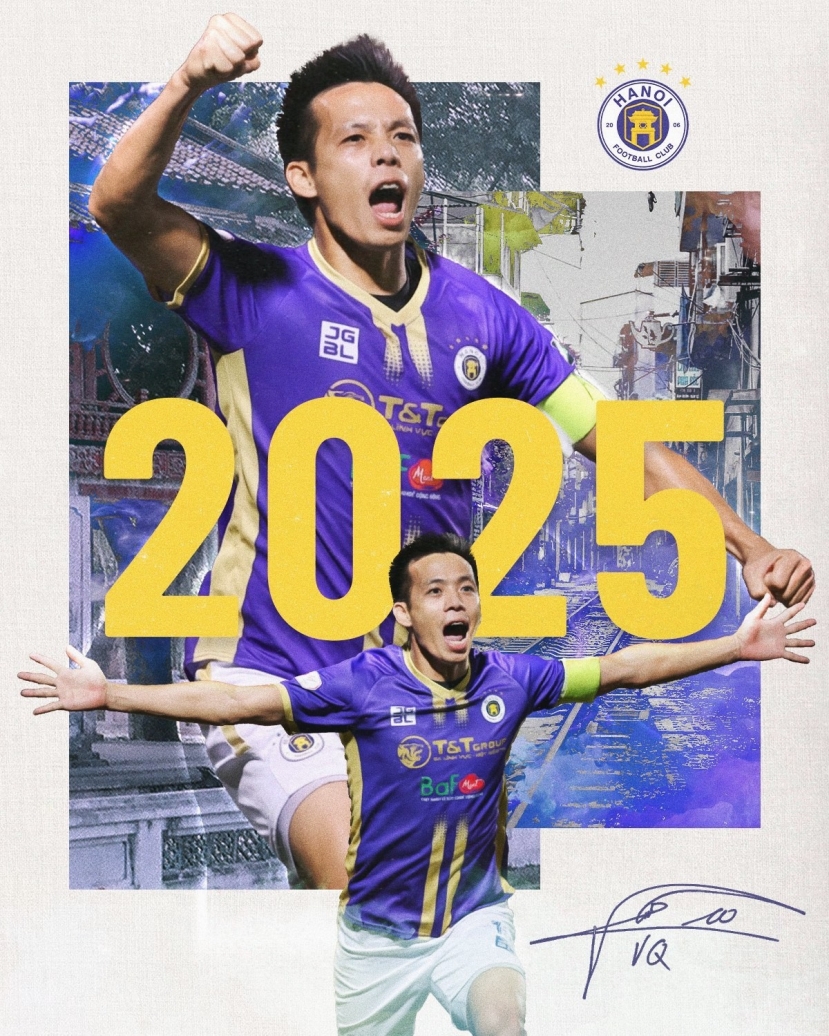 Văn Quyết sẽ gắn bó với Hà Nội FC đến năm 2025. Ảnh: Internet Văn Quyết sẽ gắn bó với Hà Nội FC đến năm 2025. Ảnh: Internet