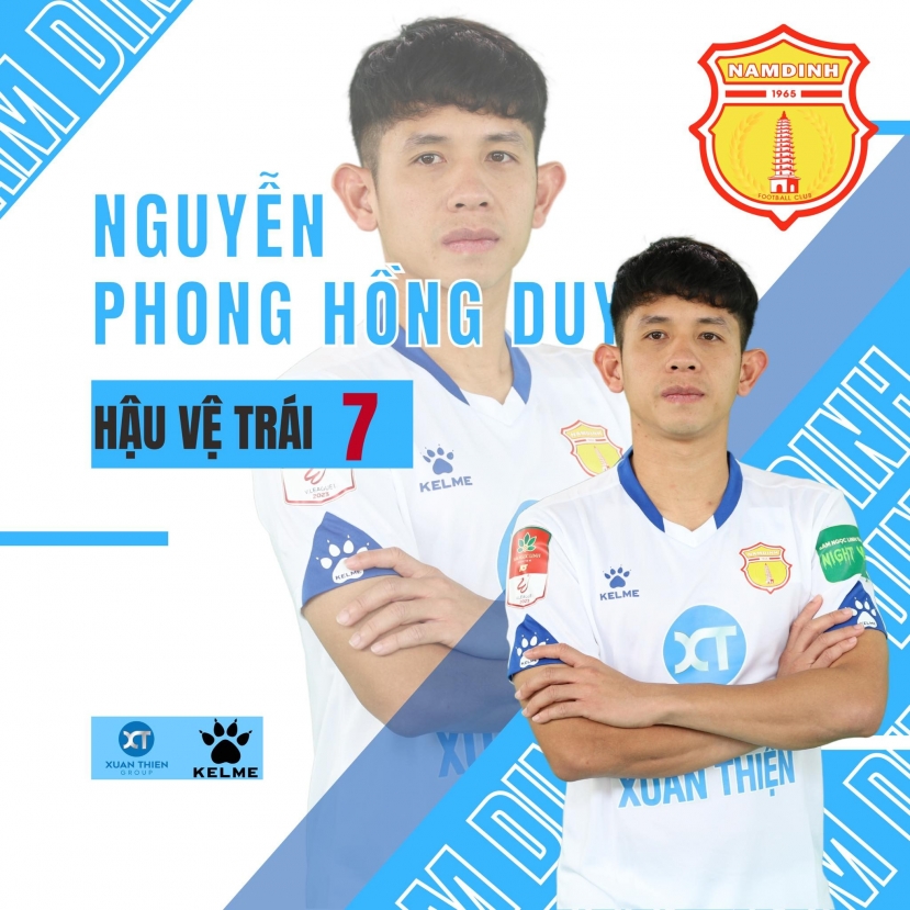 Hồng Duy khoác chiếc áo số 7 tại CLB Nam Định. Ảnh: CLB Nam Định Hồng Duy khoác chiếc áo số 7 tại CLB Nam Định. Ảnh: CLB Nam Định