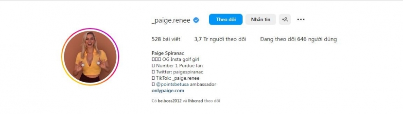 Paige Spiranac currently has 3.7 million followers on Instagram