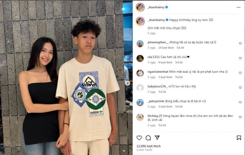 Em trai Doãn Hải My có chiều cao vượt trội so với chị gái Em trai Doãn Hải My có chiều cao vượt trội so với chị gái