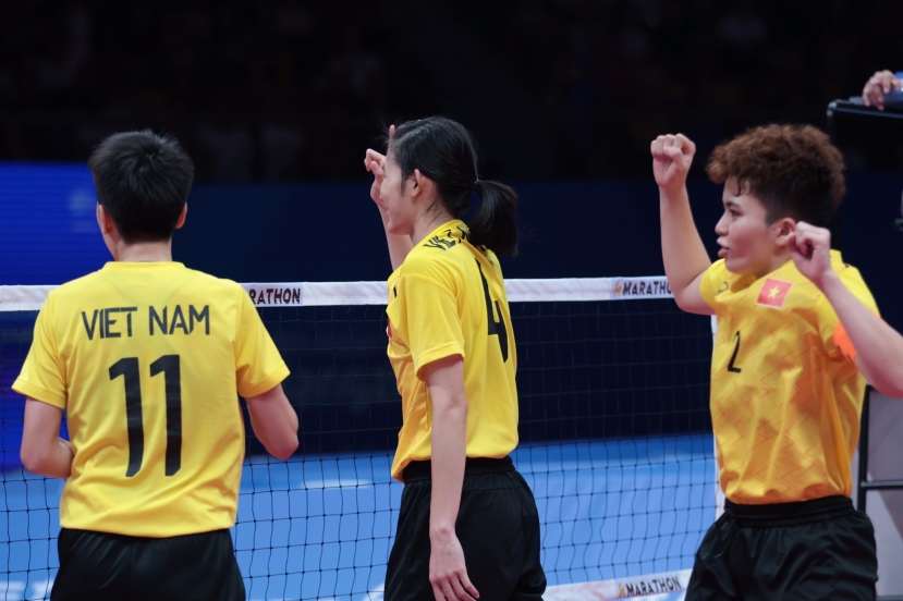 ASIAD 19: Tuyển cầu mây nữ Việt Nam giành HCV sau chiến thắng kịch tính trước Indonesia - Ảnh 5 ASIAD 19: Tuyển cầu mây nữ Việt Nam giành HCV sau chiến thắng kịch tính trước Indonesia - Ảnh 5