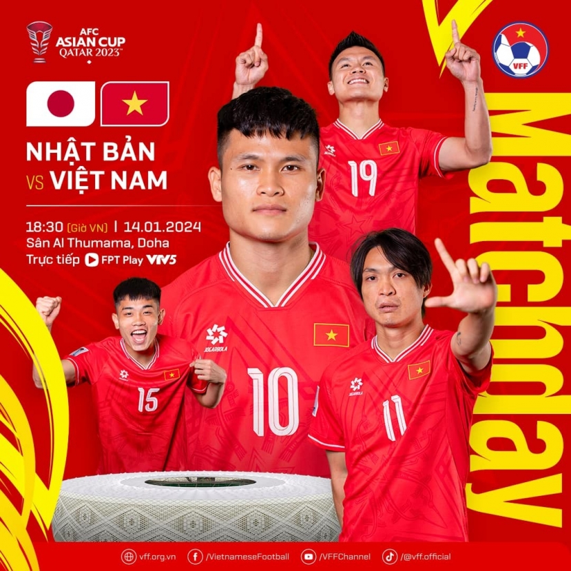 Trận đấu giữa đội tuyển Việt Nam và đội tuyển Nhật Bản sẽ được truyền hình trực tiếp trên VTV5. Ảnh: VFF Trận đấu giữa đội tuyển Việt Nam và đội tuyển Nhật Bản sẽ được truyền hình trực tiếp trên VTV5. Ảnh: VFF