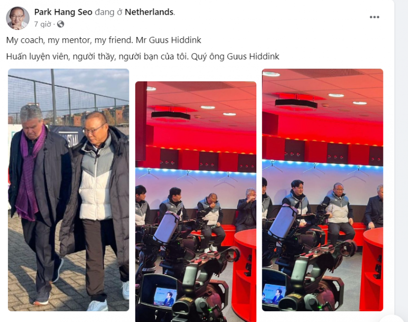 HLV Park Hang-seo gặp lại HLV Guus Hiddink. Ảnh: Chụp màn hình HLV Park Hang-seo gặp lại HLV Guus Hiddink. Ảnh: Chụp màn hình