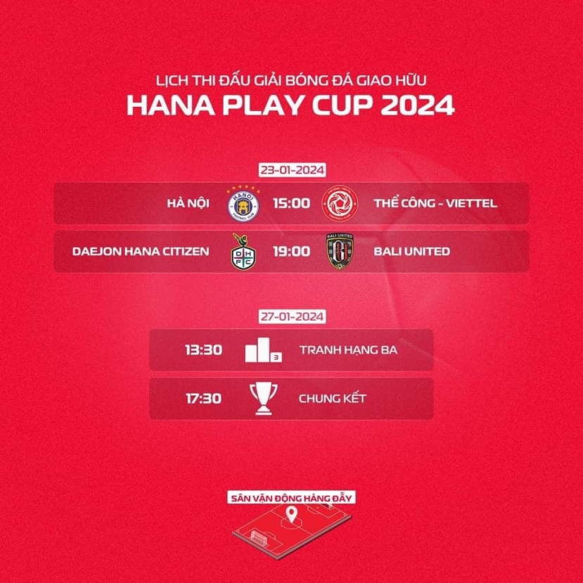 Lịch thi đấu giải Hana Play Cup 2024. Ảnh: Internet Lịch thi đấu giải Hana Play Cup 2024. Ảnh: Internet
