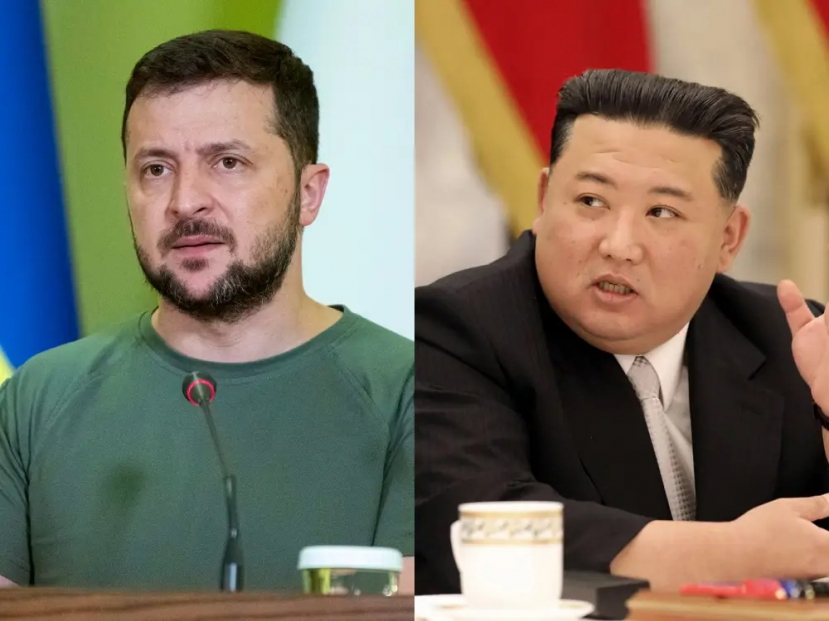 Tổng thống Ukraine Zelensky và Chủ tịch Triều Tiên Kim Jong Un. Tổng thống Ukraine Zelensky và Chủ tịch Triều Tiên Kim Jong Un.