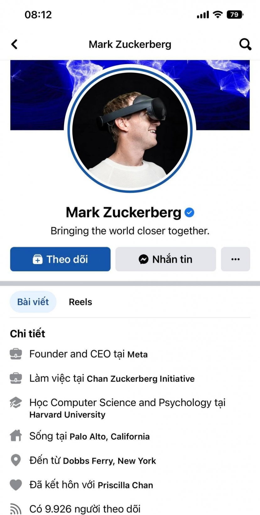 Ngay cả ông chủ Facebook cũng bị giảm lượng người follow xuống hơn 9.000. Ảnh chụp màn hình Ngay cả ông chủ Facebook cũng bị giảm lượng người follow xuống hơn 9.000. Ảnh chụp màn hình