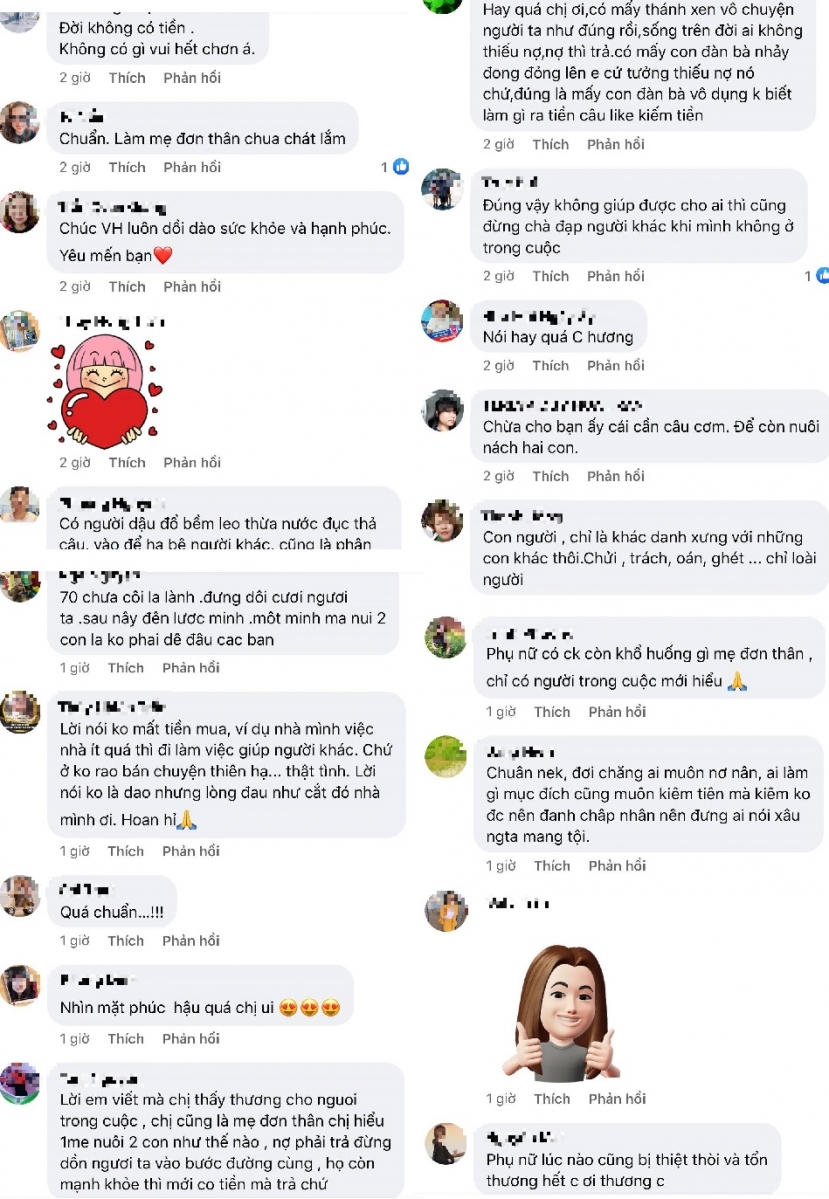 Những lời gan ruột của Việt Hương được đông đảo CDM đồng tình ủng hộ. Những lời gan ruột của Việt Hương được đông đảo CDM đồng tình ủng hộ.