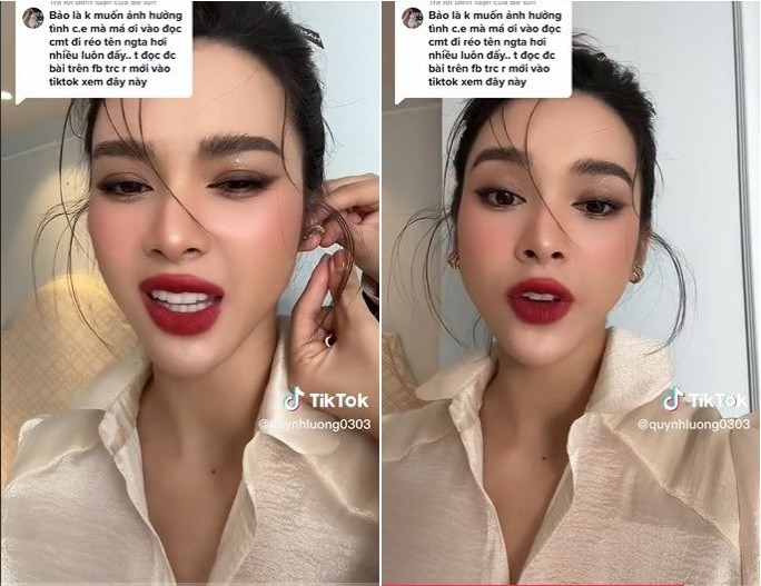 Quỳnh Lương đáp trả thẳng vì bị nói 'réo tên' Bình An hơi nhiều. Ảnh chụp màn hình Quỳnh Lương đáp trả thẳng vì bị nói 'réo tên' Bình An hơi nhiều. Ảnh chụp màn hình