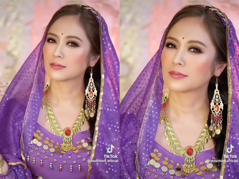 Sau khi biến hình thành 'dâu Ấn', bà xã Đức Thịnh khiến người hâm mộ kinh ngạc. Thanh Thúy vốn sở hữu đôi mắt 2 mí sâu và to rõ nét nên việc trang điểm cho giống gái Ấn không gặp khó khăn. Sau khi biến hình thành 'dâu Ấn', bà xã Đức Thịnh khiến người hâm mộ kinh ngạc. Thanh Thúy vốn sở hữu đôi mắt 2 mí sâu và to rõ nét nên việc trang điểm cho giống gái Ấn không gặp khó khăn.