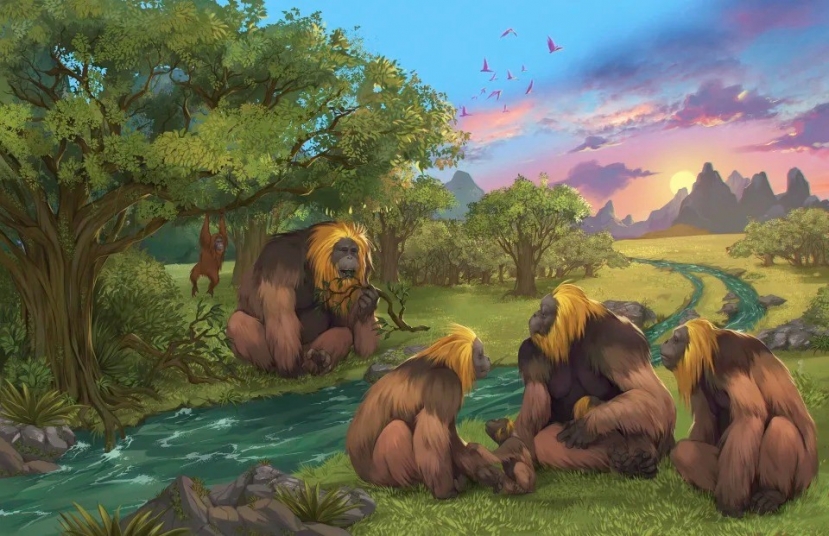 Hình minh họa này do các nhà nghiên cứu cung cấp mô tả Gigantopithecus blacki trong một khu rừng ở vùng Quảng Tây, miền nam Trung Quốc. Ảnh: AP Hình minh họa này do các nhà nghiên cứu cung cấp mô tả Gigantopithecus blacki trong một khu rừng ở vùng Quảng Tây, miền nam Trung Quốc. Ảnh: AP